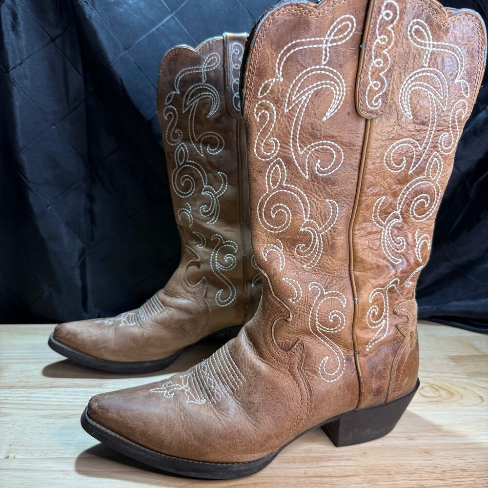 Womens Justin L2703 Brown Leather Cowboy Boots 8B